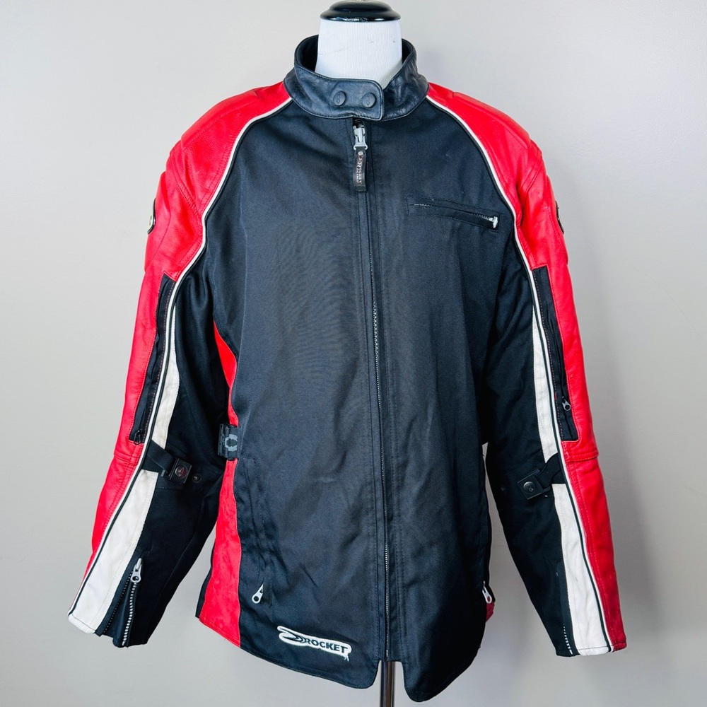 XL Joe Rocket Ballistic Series Women Motorcycle Red Black Leather Padded Jacket